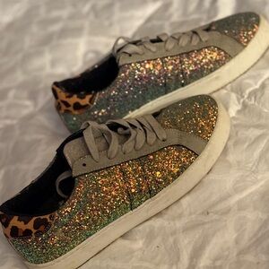 INC International Concepts Glitter Sneakers with Leopard Accent